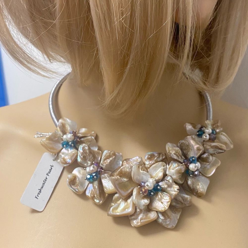 Gemma C. Flowers Necklace Freshwater Pearls New York